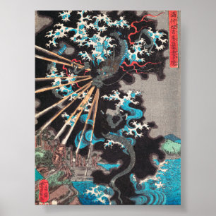 Stormy Dragon beroemd gemaakt door Utagawa Yoshika Poster