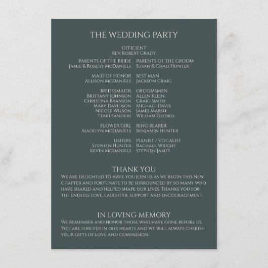 Stormy Grey ・ Programme de mariage manuscrit de sc (Dos)