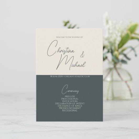 Stormy Grey ・ Programme de mariage manuscrit de sc (Debout devant)