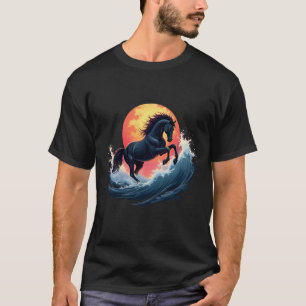 Stormy Horse bij zonsondergang - Abstracte kunst T-shirt