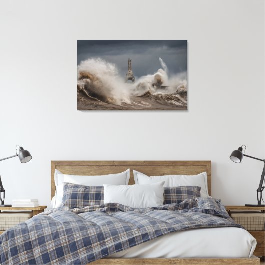 Stormy Lighthouse Canvas Print (Insitu (Slaapkamer))
