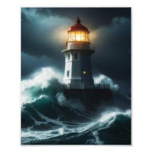 Stormy Lighthouse Scene Foto Afdruk