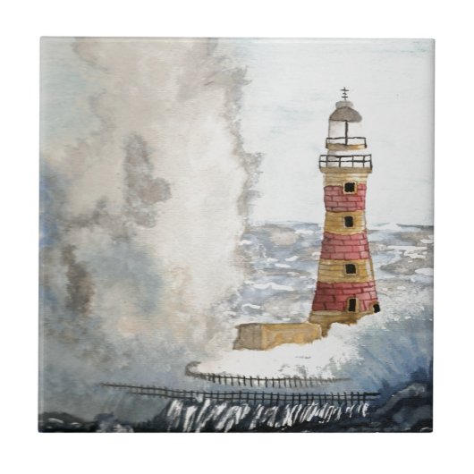 Stormy Lighthouse Tegeltje (Voorkant)