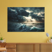 Stormy Ocean Waves Stretched Canvas Afdrukken (Insitu (Woonkamer))