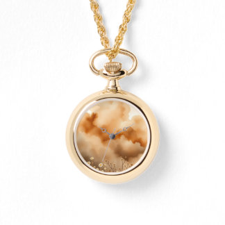 Stormy Orange Sky Little Flowers Montre Collier