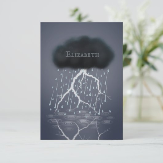 Stormy Rain Cloud in Dark Dreamweaver Persoonlijk Bedankkaart (Staand voorkant)