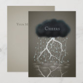 Stormy Rain Cloud & Lightning Sepia Persoonlijk Notitiekaartje (Voorkant / Achterkant)