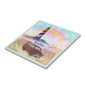 Stormy Rainbow Lighthouse Tegeltje (Zijkant)