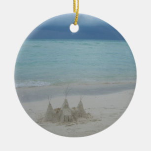 Stormy Sandcastle Beach Landscape Photo Keramisch Ornament