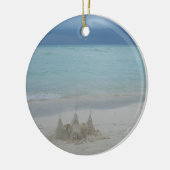 Stormy Sandcastle Beach Landscape Photo Keramisch Ornament (Links)