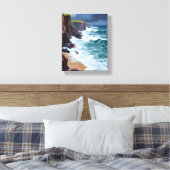 Stormy Shore | Beach Ocean Waves Schilderij Canvas Afdruk (Insitu (Slaapkamer))