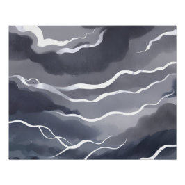 Stormy Skies | Dark Waterverf Kaart Perfect Poster
