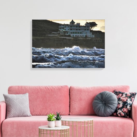 Stormy uitzicht, Burgh Island Hotel, Devon Canvas Afdruk (Insitu (Woonkamer))