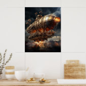 Stormy Voyage: Epic Steampunk Zeppelin Poster (Keuken)