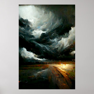 Stormy Weather Blues-Geïnspireerd schilderen van w Poster