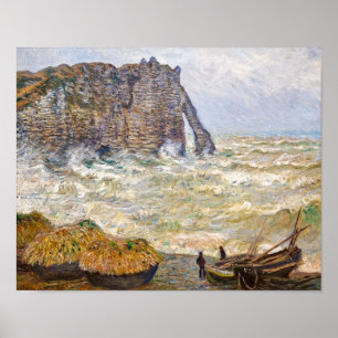 Stormy Zee in É tretat   Monet   Poster