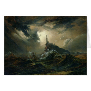 Stormy zee met vuurtoren