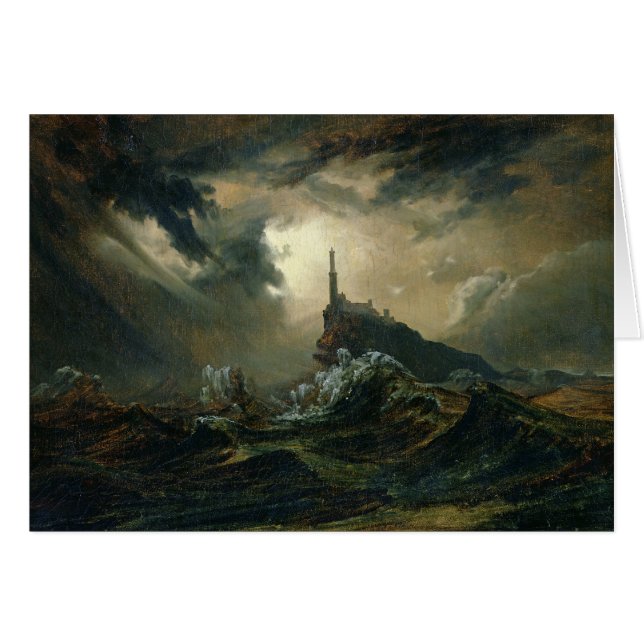 Stormy zee met vuurtoren (Voorkant Horizontaal)