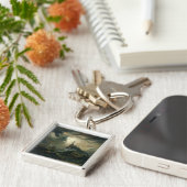 Stormy zee met vuurtoren sleutelhanger (Zijkant)