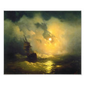 Stormy zee 's nachts, Aivazovsky Foto Afdruk (Voorkant)
