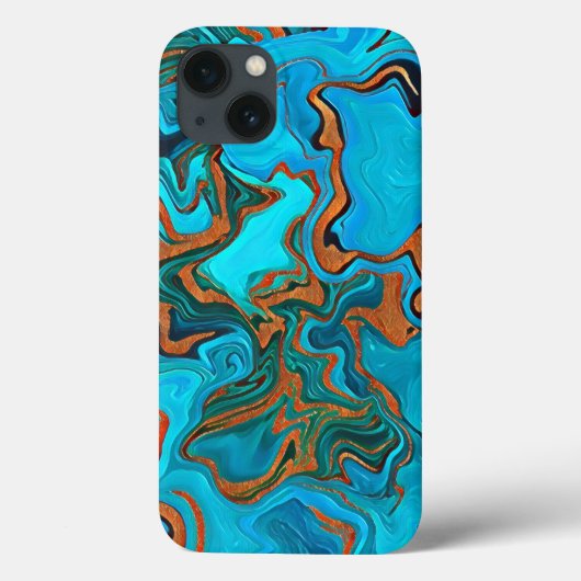 Stormy Zeeen Blues Golds Greens Liquid Abstract Case-Mate iPhone Case (Achterkant)