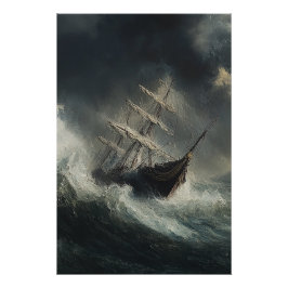 Stormy Zeeen Sailboat Painting Poster Perfect Poster