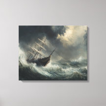 Stormy Zeeen Zeilboot Schilderij Muur Art Decor