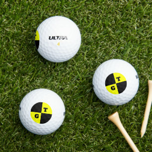 Stortproef dummy zwart-geel aangepast monogram golfballen