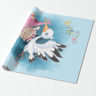 Stortvliegen met babymeisje Cadeau voor Baby Cadeaupapier