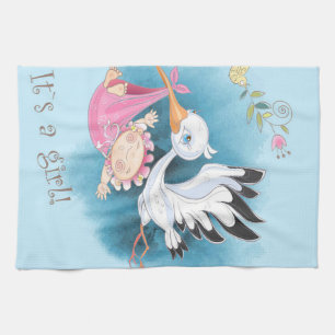Stortvliegen met babymeisje Cadeau voor Baby Theedoek