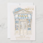 Story Book Blue Bookstore Library Bridal Shower Kaart (Voorkant)