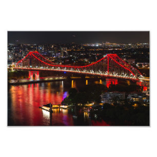Story bridge & Brisbane city skyline Australië Foto Afdruk