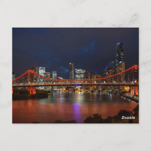 Story Bridge en stad bij schemering, Brisbane Aust Briefkaart
