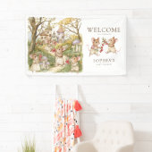 Storybook Animals Waterverf Baby shower Spandoek (Insitu)