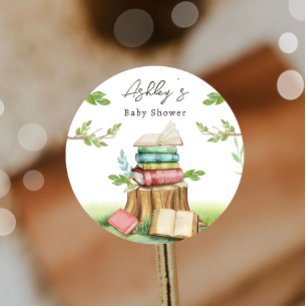 Storybook Baby shower Boeken Nieuw hoofdstuk Ronde Sticker