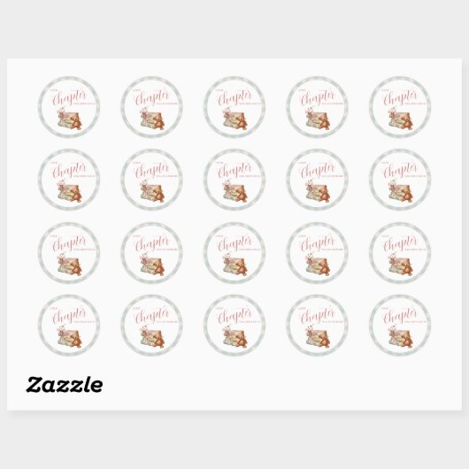 Storybook Baby shower nieuw hoofdstuk begint Ronde Sticker (Vel)