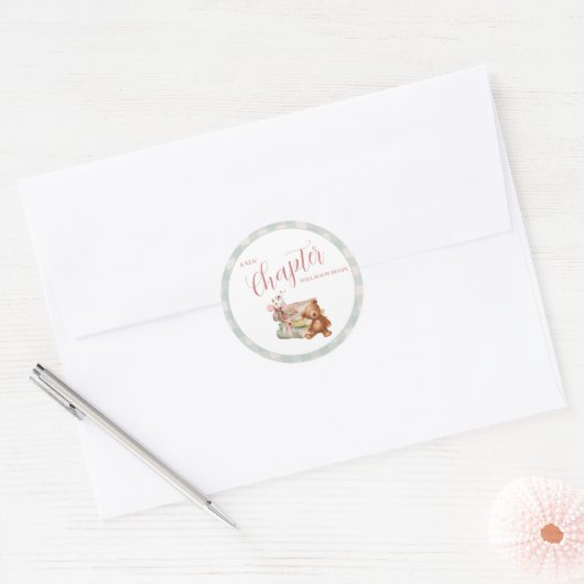 Storybook Baby shower nieuw hoofdstuk begint Ronde Sticker (Envelop)
