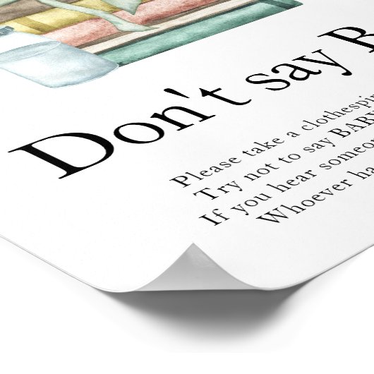 Storybook baby shower - Zeg geen baby Poster (Hoek)