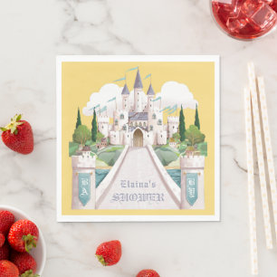 Storybook Castle Geïllustreerd Geel Baby shower Servet