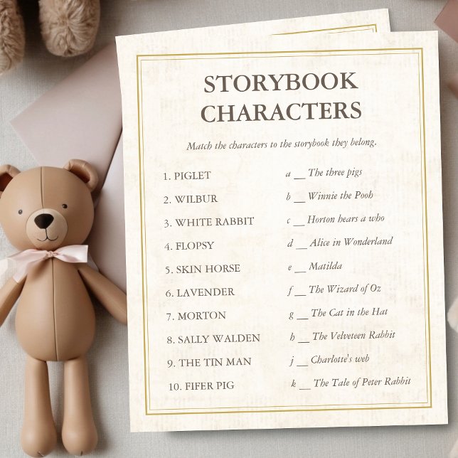 Storybook Characters Nieuw Chapter Baby shower Gam (Storybook Characters Baby Shower Game, Our next chapter, A new chapter begins, Gender Neutral)