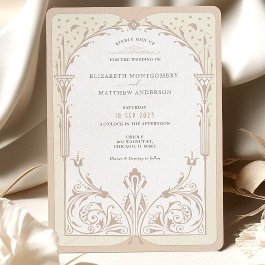 Storybook Cream Taupe Elegance Faire-part de maria