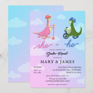 Storybook Cute Dinosaurs Gender Reopenbaart Kaart