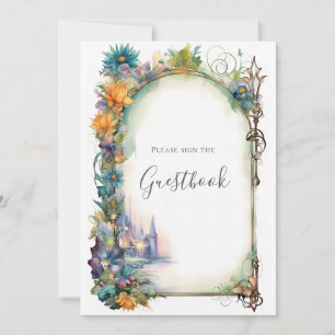 Storybook Dragon Baby shower Sign Guestbook Kaart