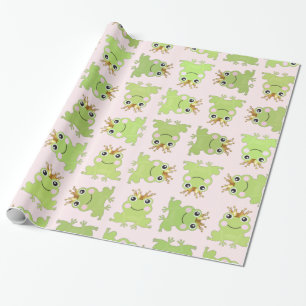 Storybook Fairy Tale Frog Prince Baby shower Roze Cadeaupapier