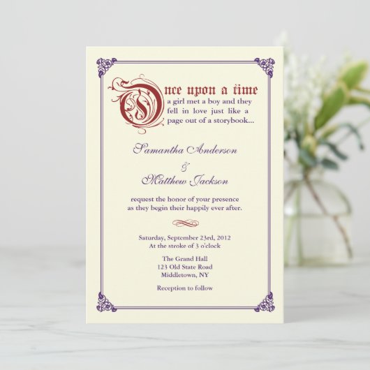 Storybook Fairytale Weddenschap - Rood/Paars Kaart (Staand voorkant)