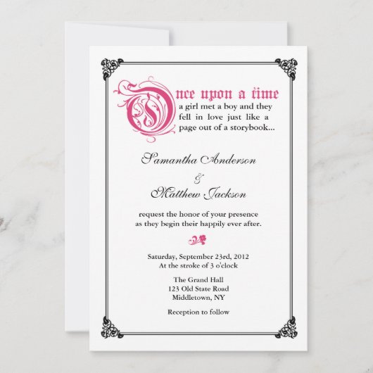 Storybook Fairytale Weddenschap - Roze/Zwart Kaart (Voorkant)