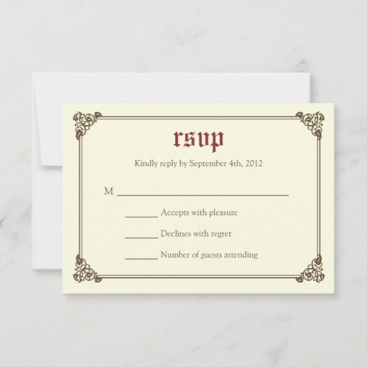 Storybook Fairytale Wedding Card RSVP - Bourgogne (Devant)