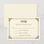 Storybook Fairytale Wedding Card RSVP - Bourgogne (Devant / Derrière)
