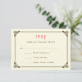 Storybook Fairytale Wedding Carte RSVP - Rose (Debout devant)