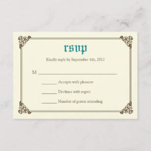 Storybook Fairytale Wedding Carte RSVP - Turquoise